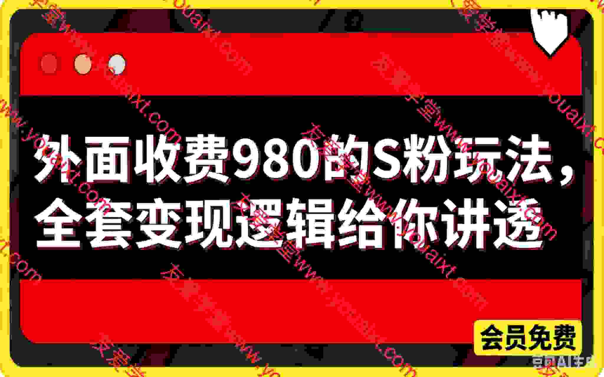 外面收费980的S粉玩法，全套变现逻辑给你讲透