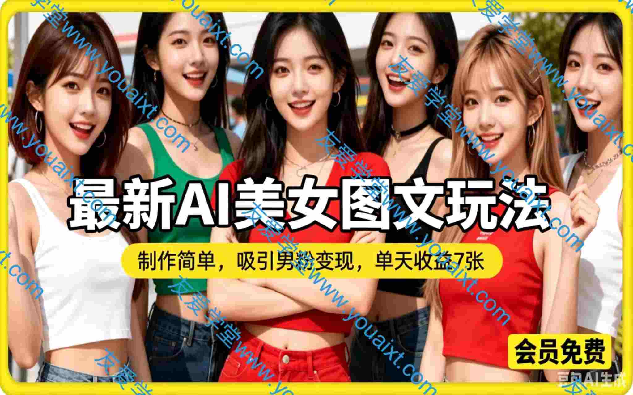 最新AI美女图文玩法，制作简单，吸引男粉变现，单天收益7张