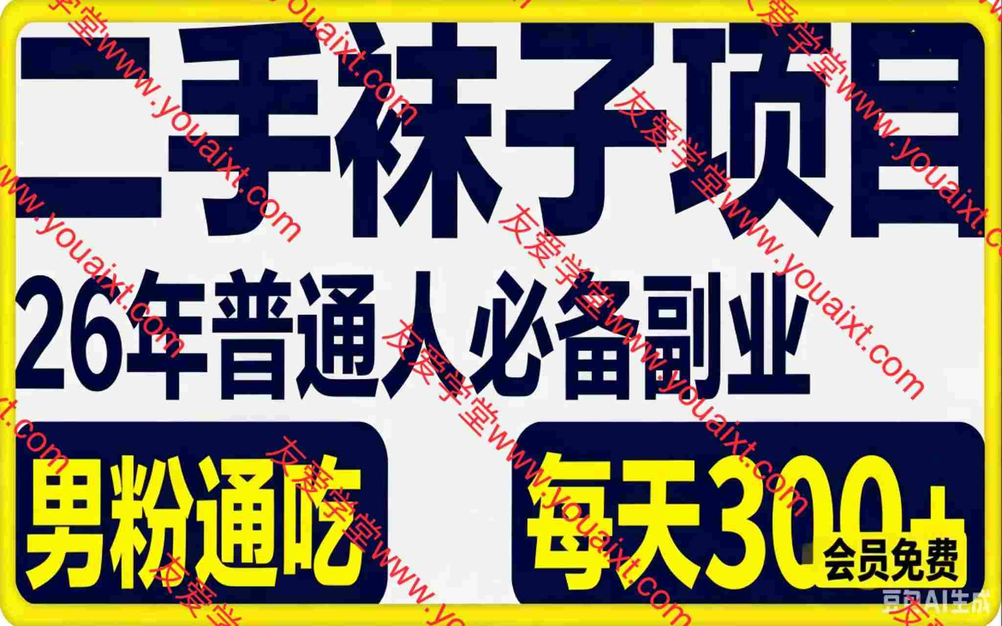 二手袜子项目，26年普通人必备副业，男粉通吃，每天3张+