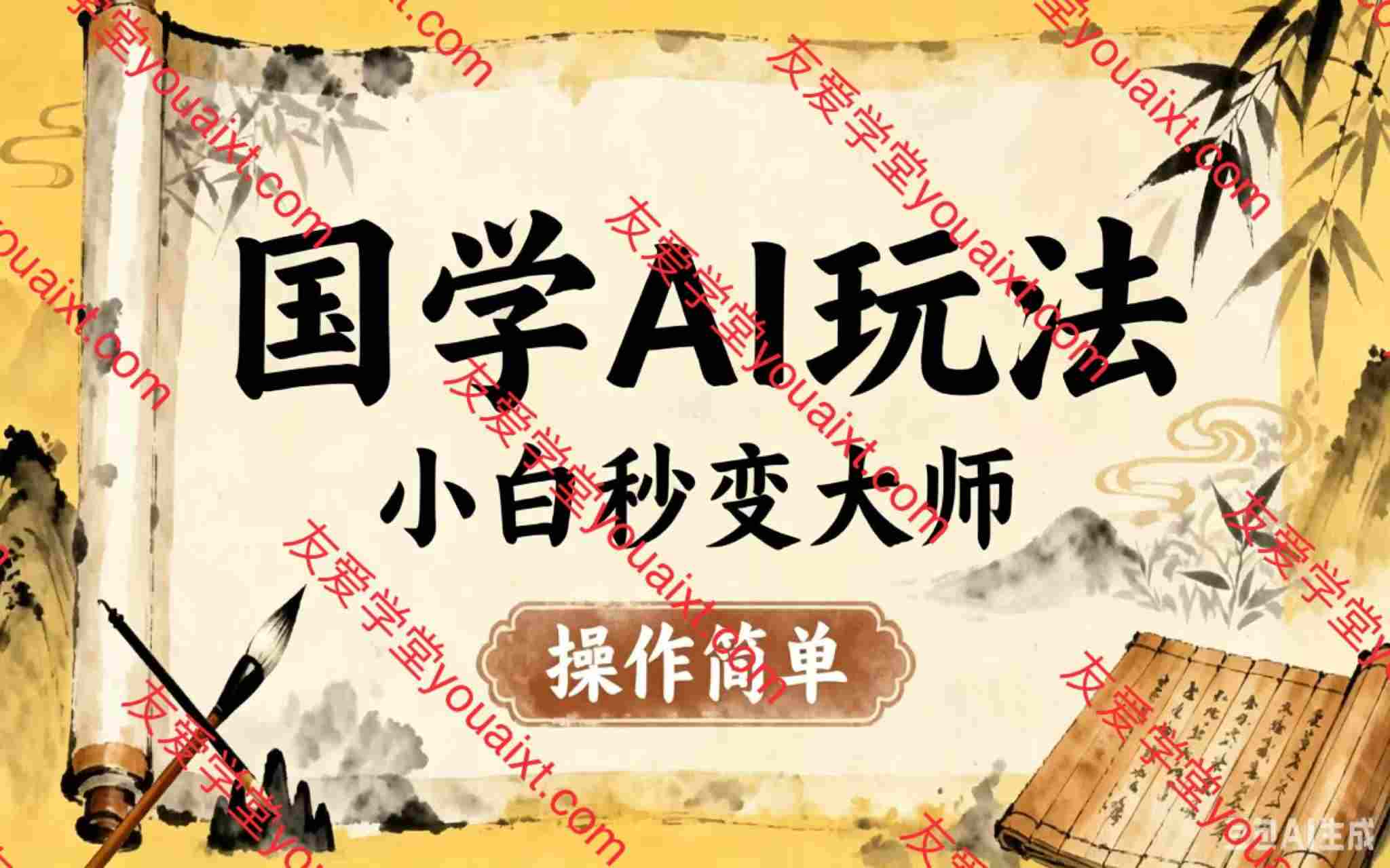 国学AI的玩法，小白秒变大师，操作简单，每天一小时，轻松5张+