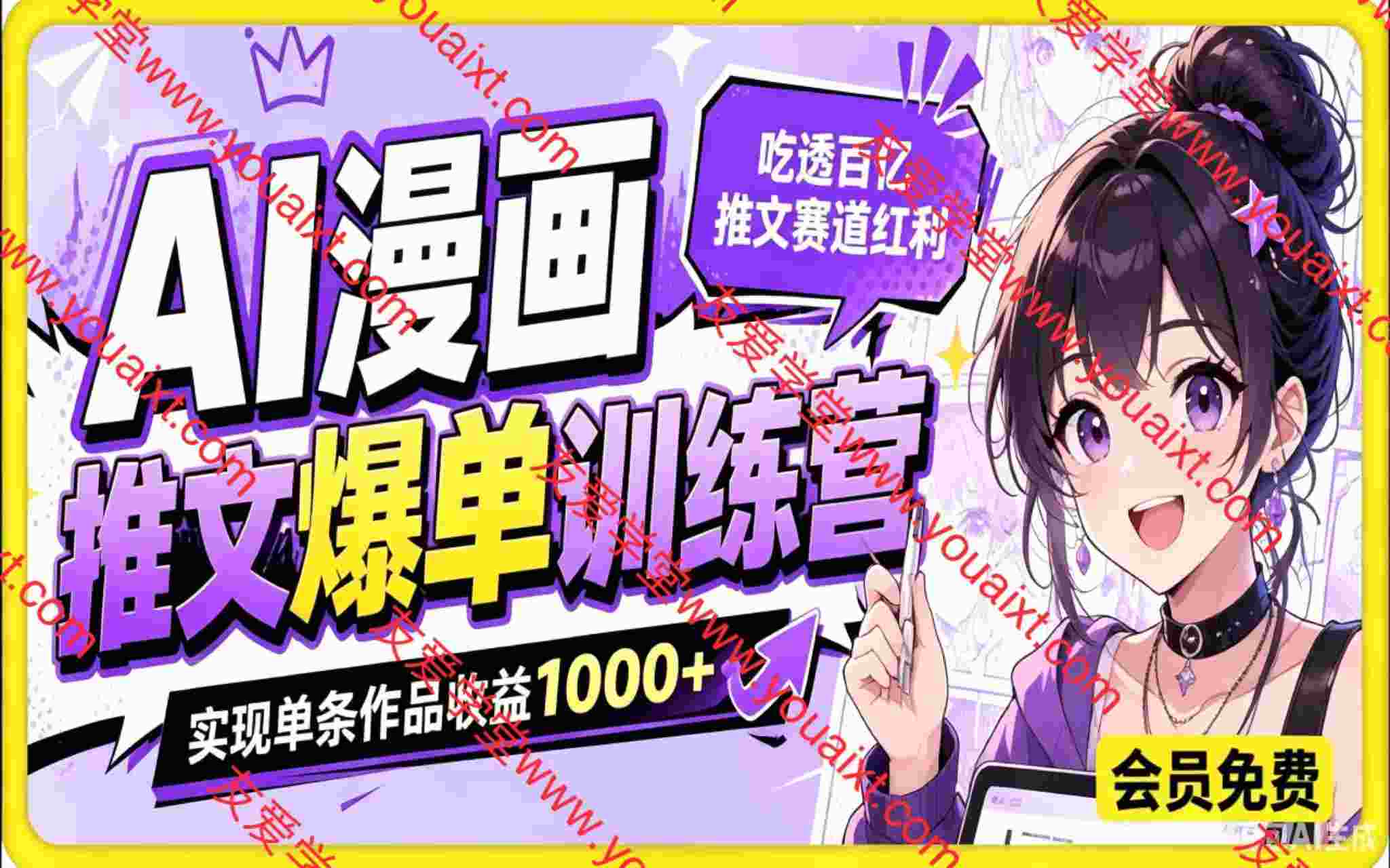 AI漫画推文爆单训练营,一台电脑,零基础可做,吃透百亿推文赛道红利,实现单条作品收益1k+