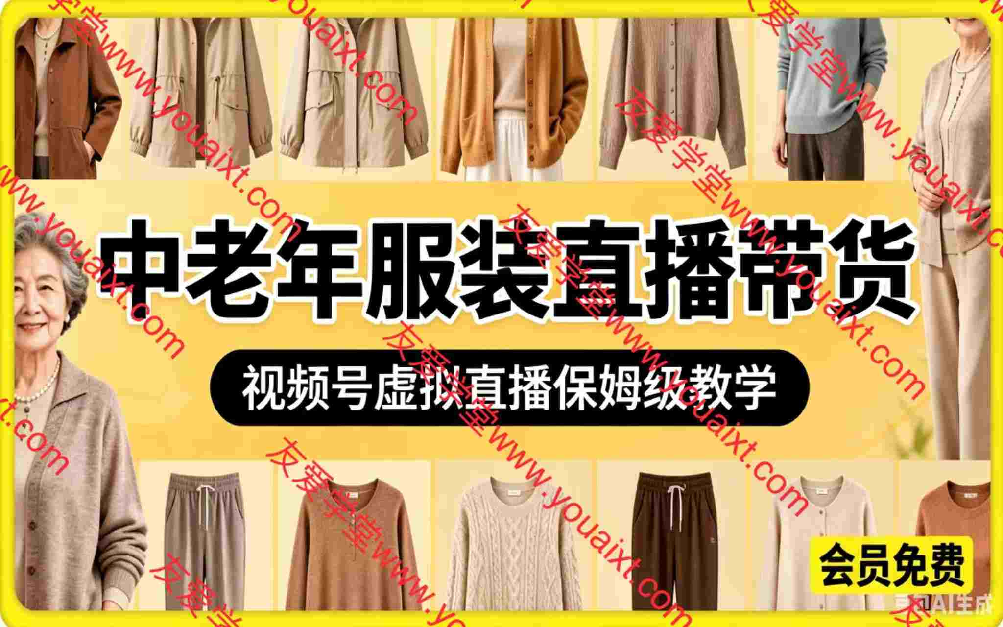 中老年服装直播带货,视频号虚拟直播保姆级教学,包含话术