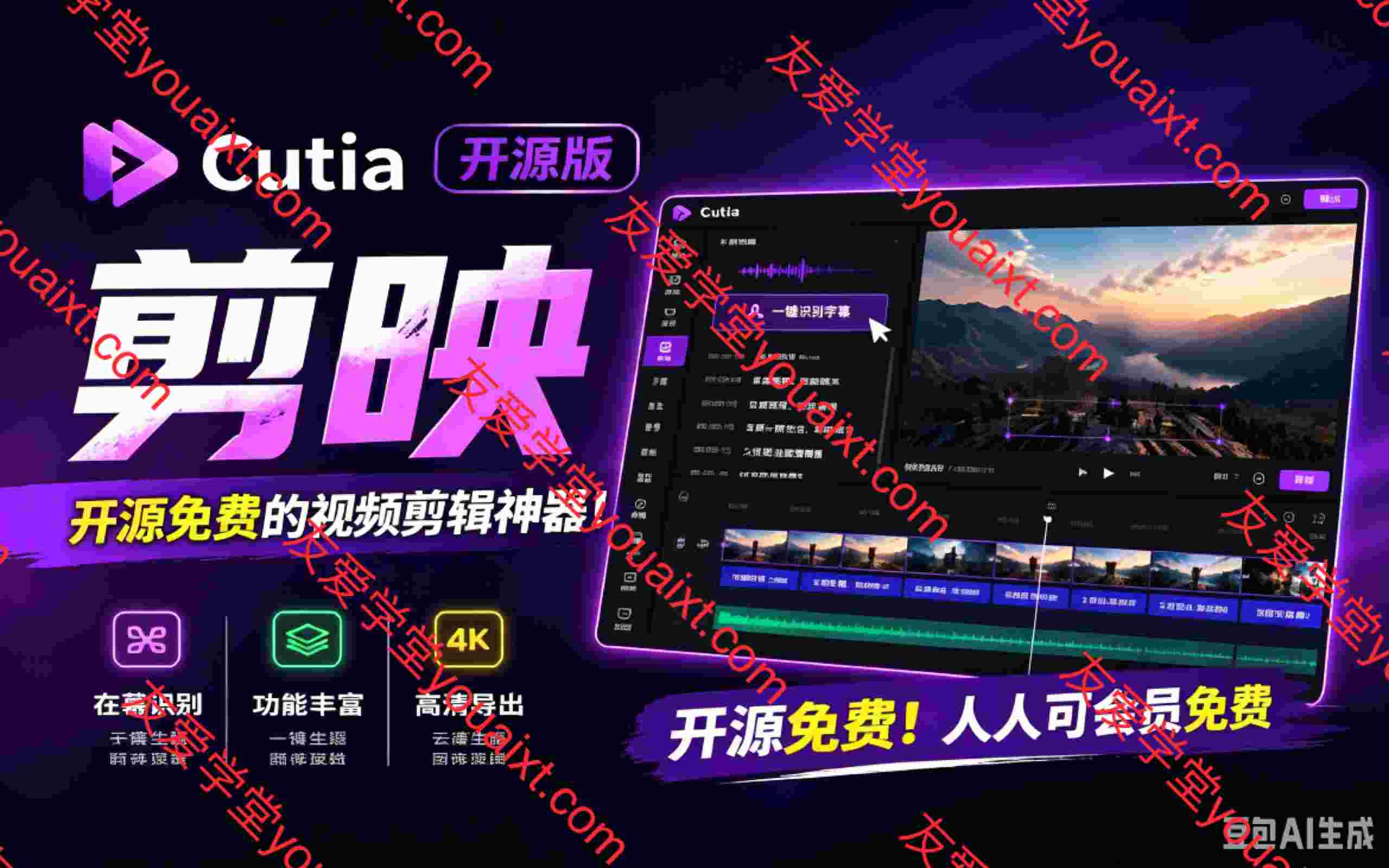 开源“剪映CapCut”替代品,居然支持一键生成视频字幕?还可在线AI剪辑视频
