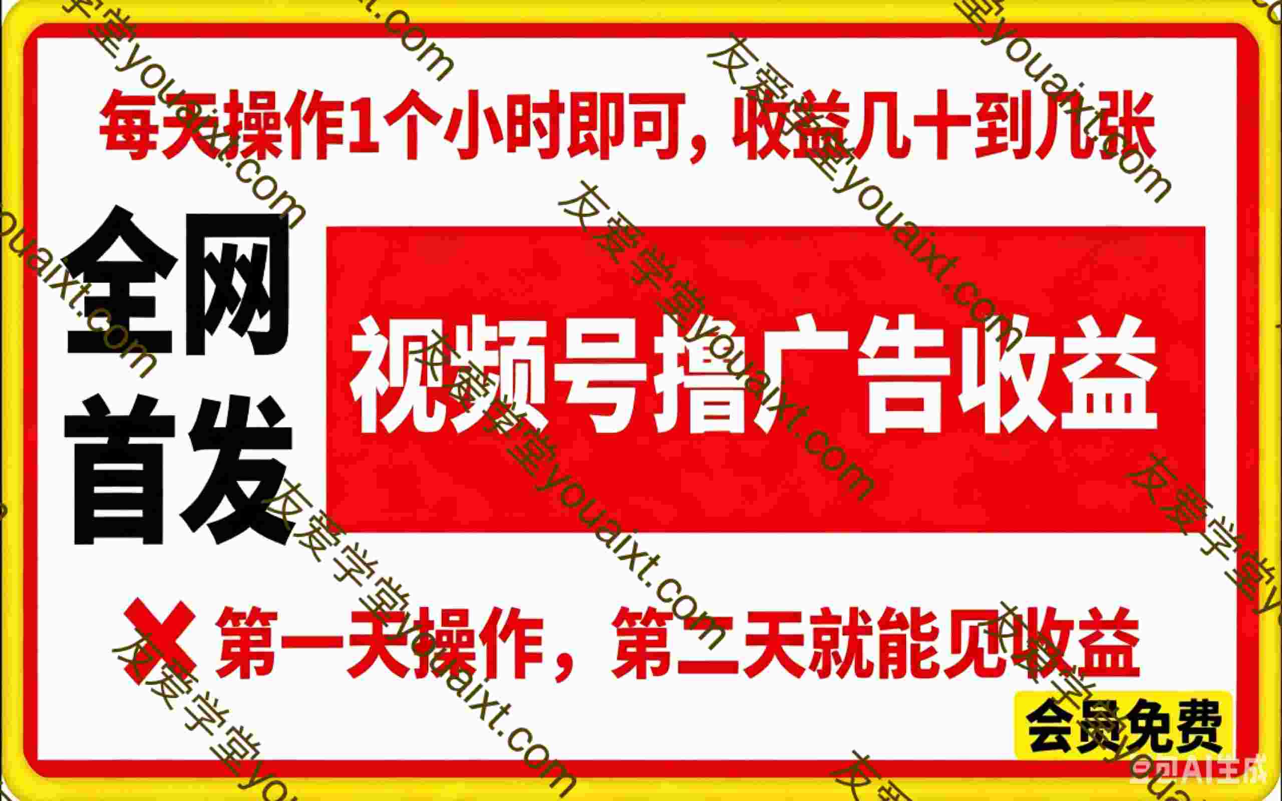 全网首发,视频号撸广告收益,无任何成本,每天操作1个小时即可,收益几十到几张