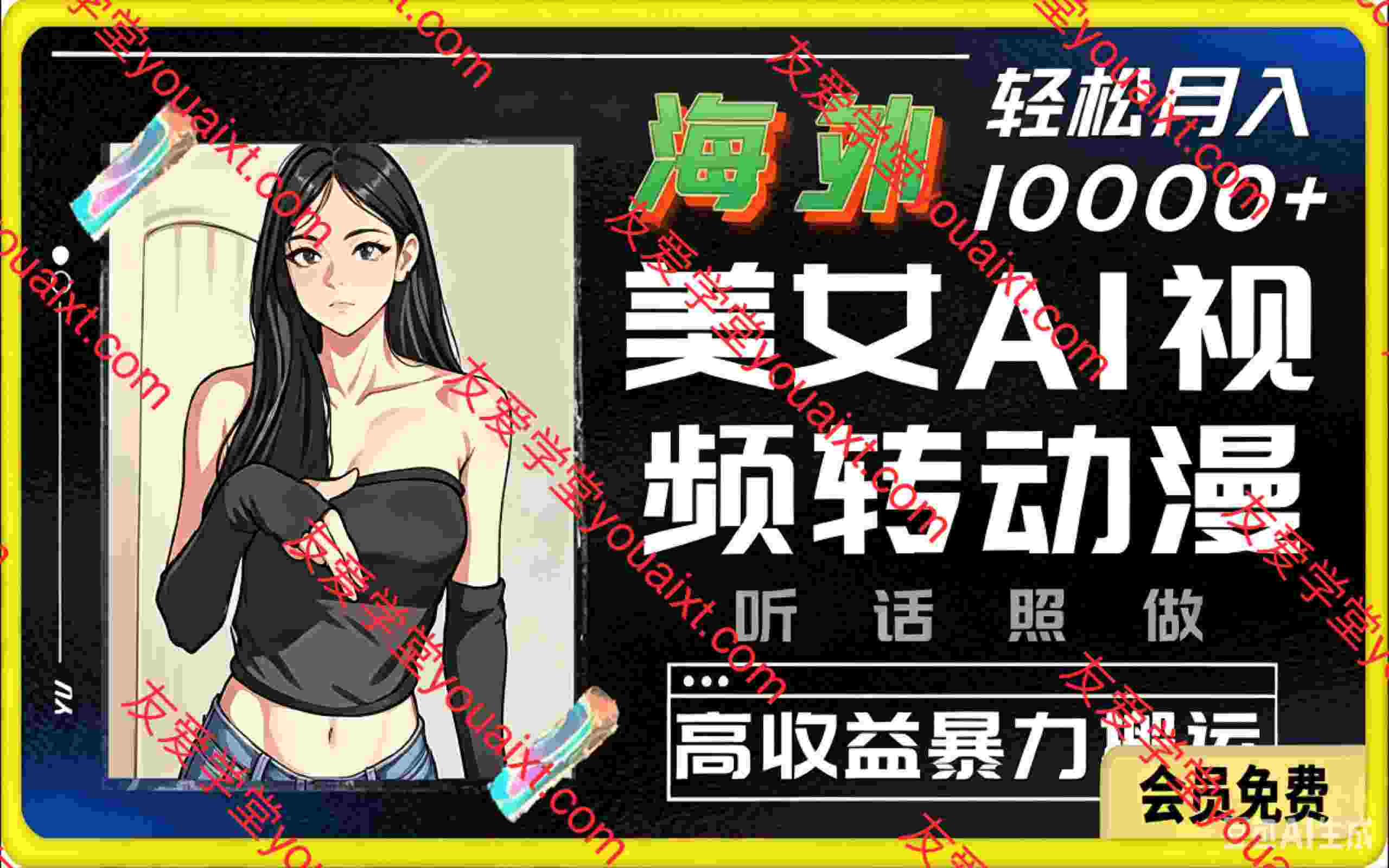海外美女AI视频转动漫，高收益暴力搬运，听话照做