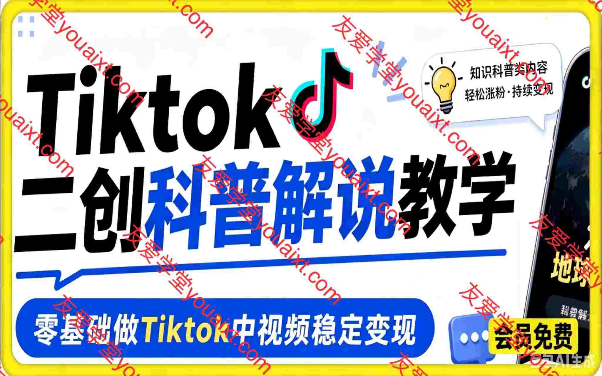 Tiktok二创科普解说教学，零基础做TikTok中视频稳定变现