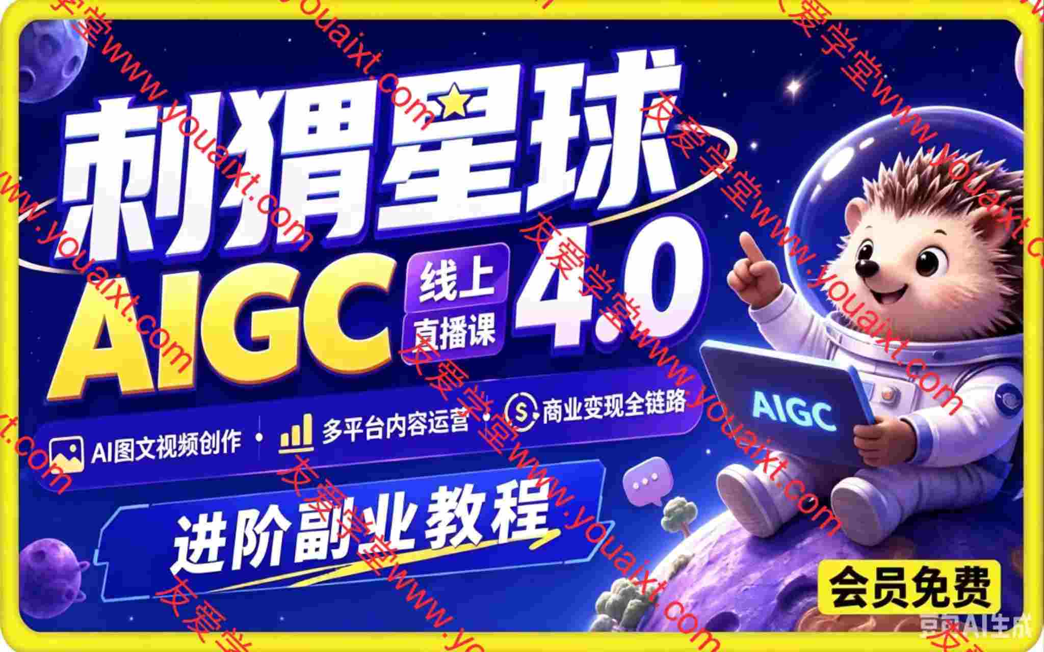 刺猬星球AIGC线上直播课4.0:AI图文视频创作、多平台内容运营、商业变现全链路进阶副业教程