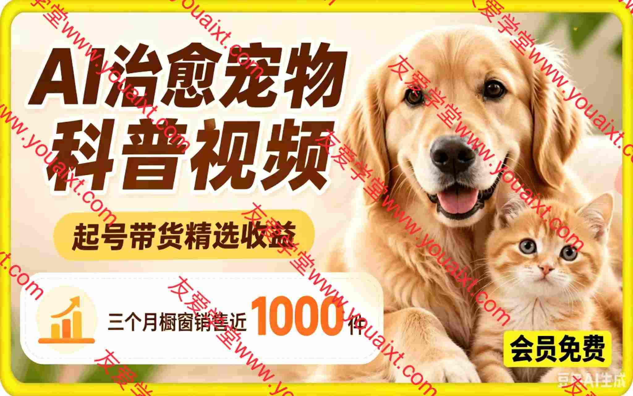AI治愈宠物科普视频,起号带货精选收益,三个月橱窗销售近1000件