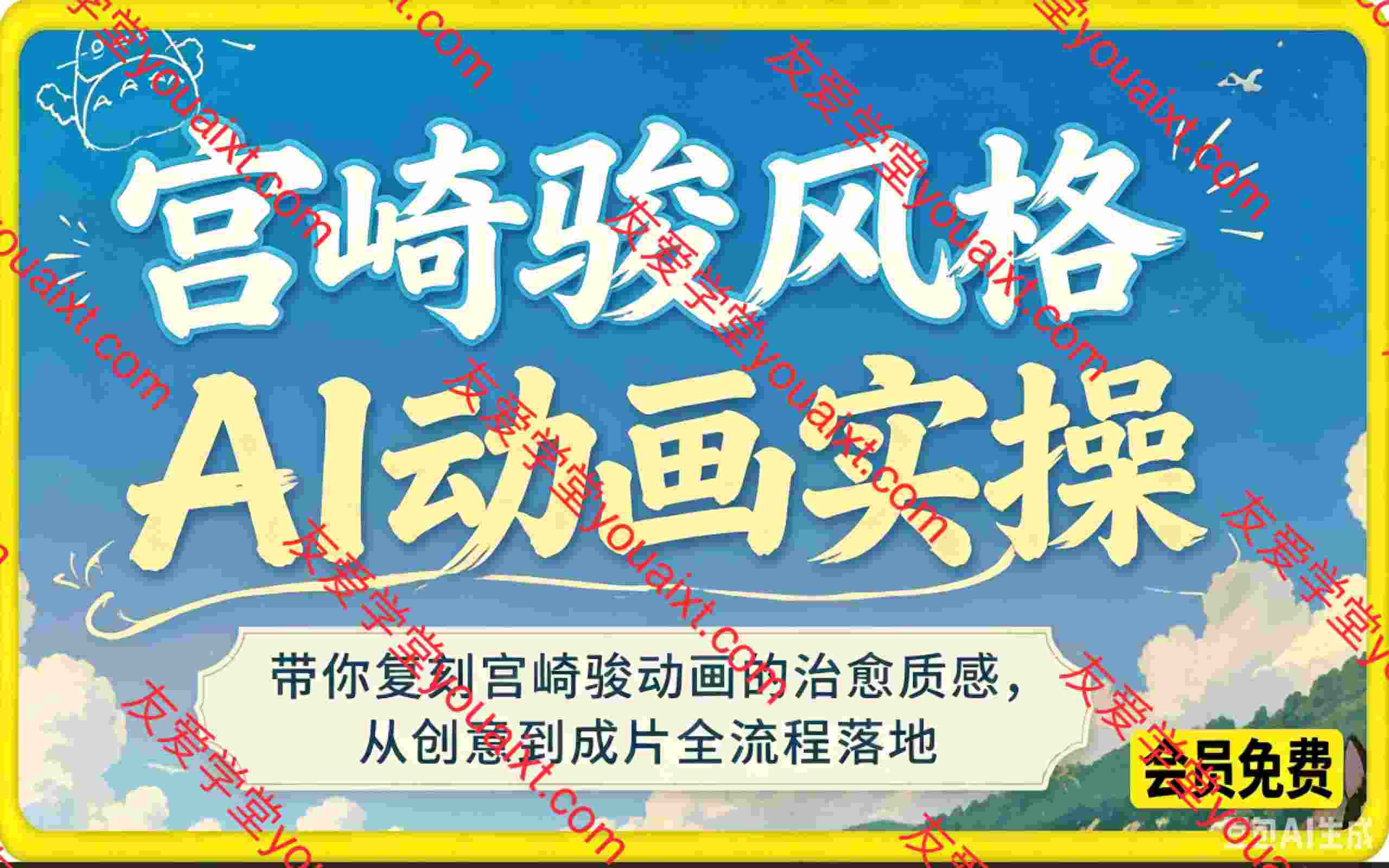 宫崎骏风格AI动画实操，带你复刻宫崎骏动画的治愈质感，从创意到成片全流程落地