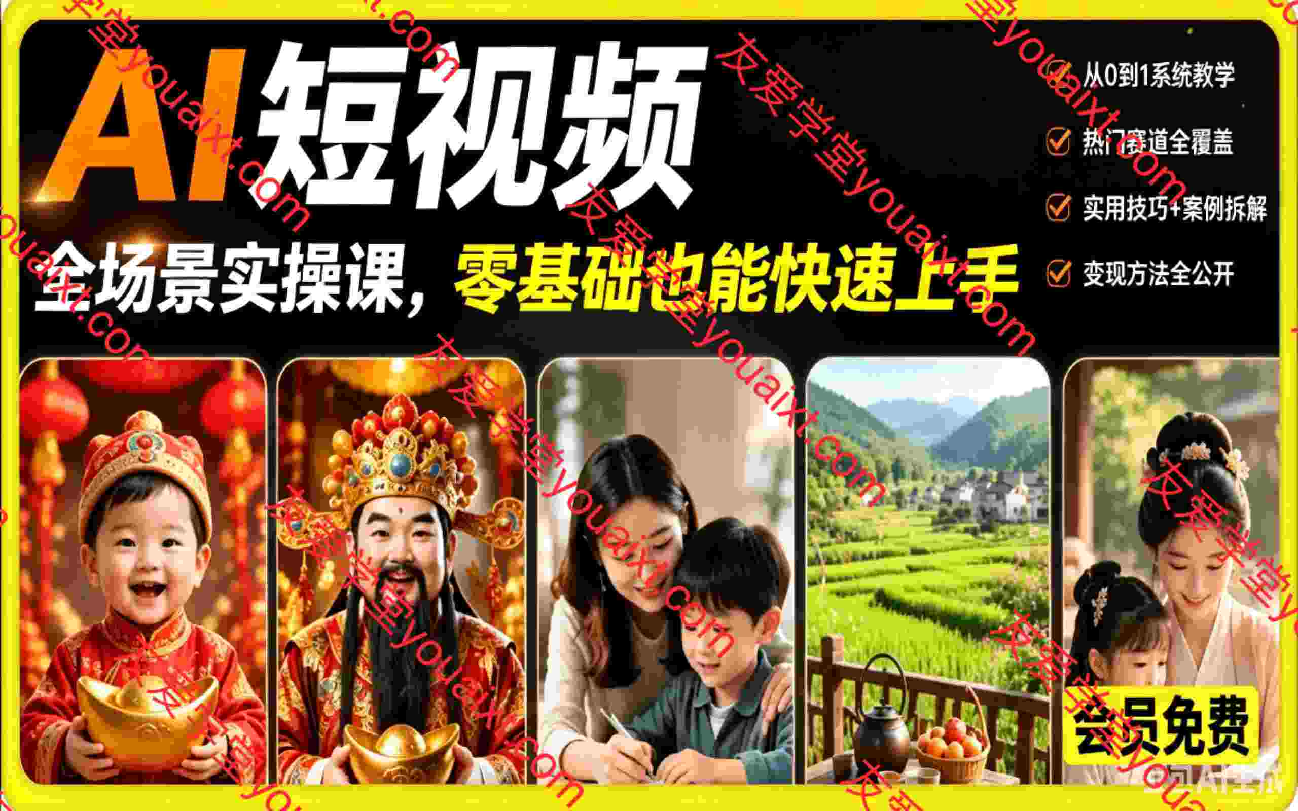 AI短视频全场景实操课,零基础也能快速上手,轻松打造高完播、高点赞的爆款内容