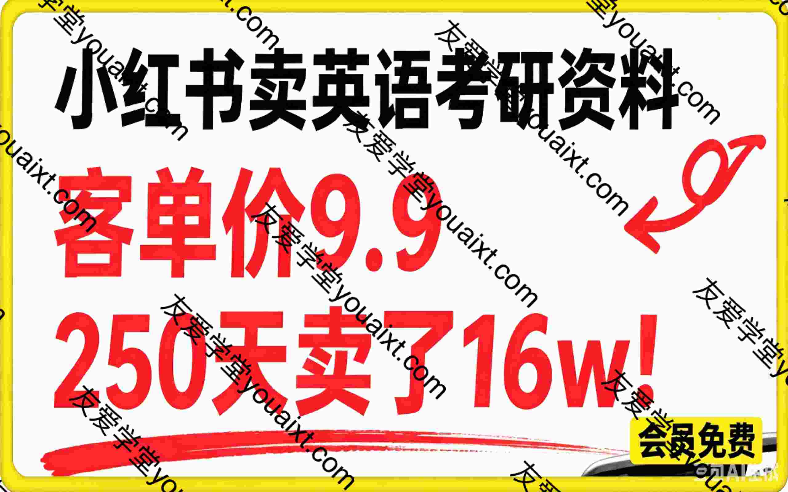 小红书卖英语考研资料，客单价9.9，250天卖了16w!