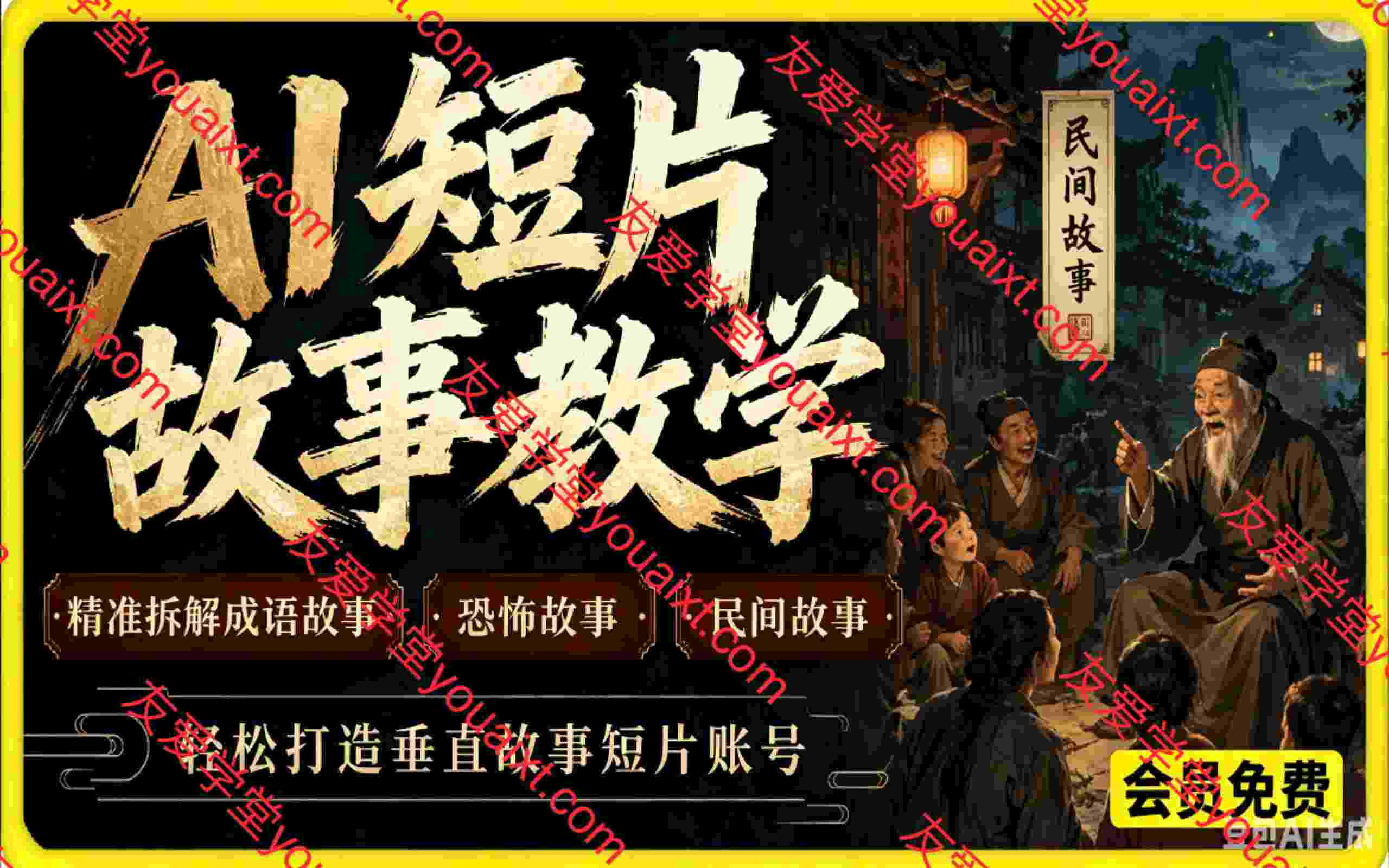 AI短片故事教学，精准拆解成语故事、恐怖故事、民间故事，轻松打造垂直故事短片账号
