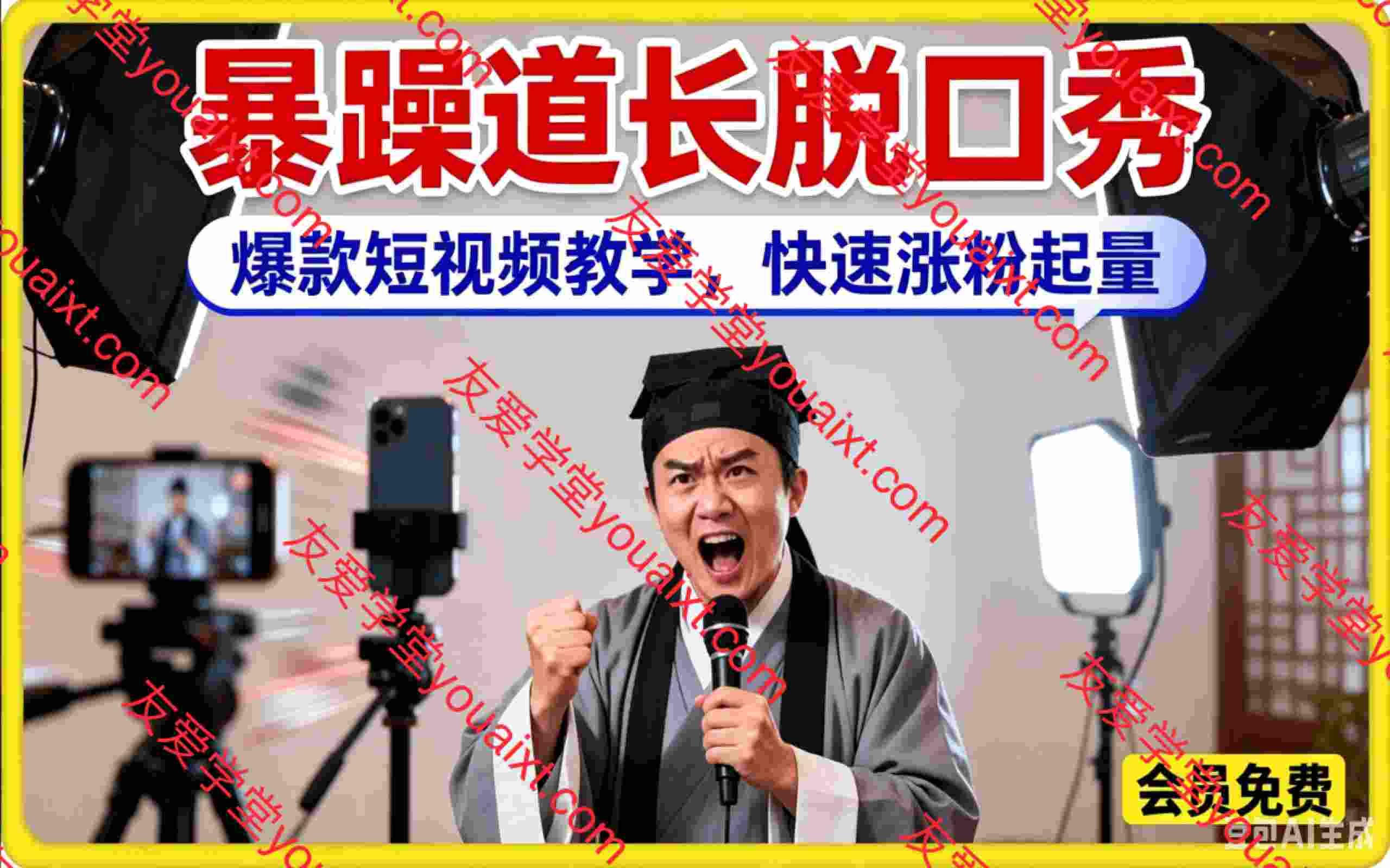暴躁道长脱口秀，爆款短视频教学，快速涨粉起量