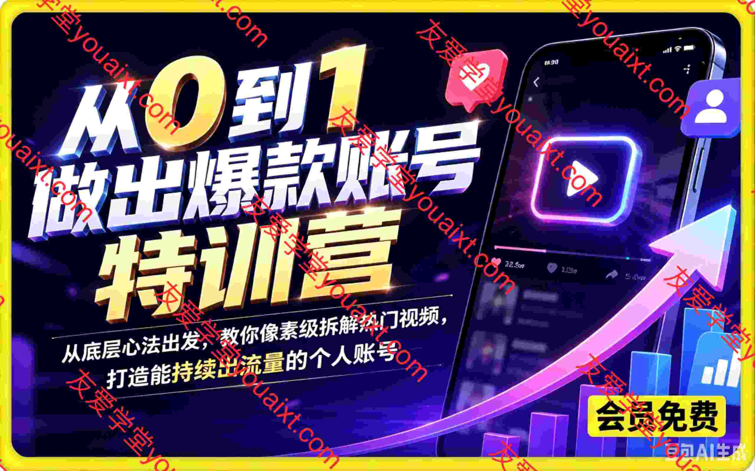 从0到1做出爆款账号特训营,从底层心法出发,教你像素级拆解热门视频,打造能持续出流量的个人账号