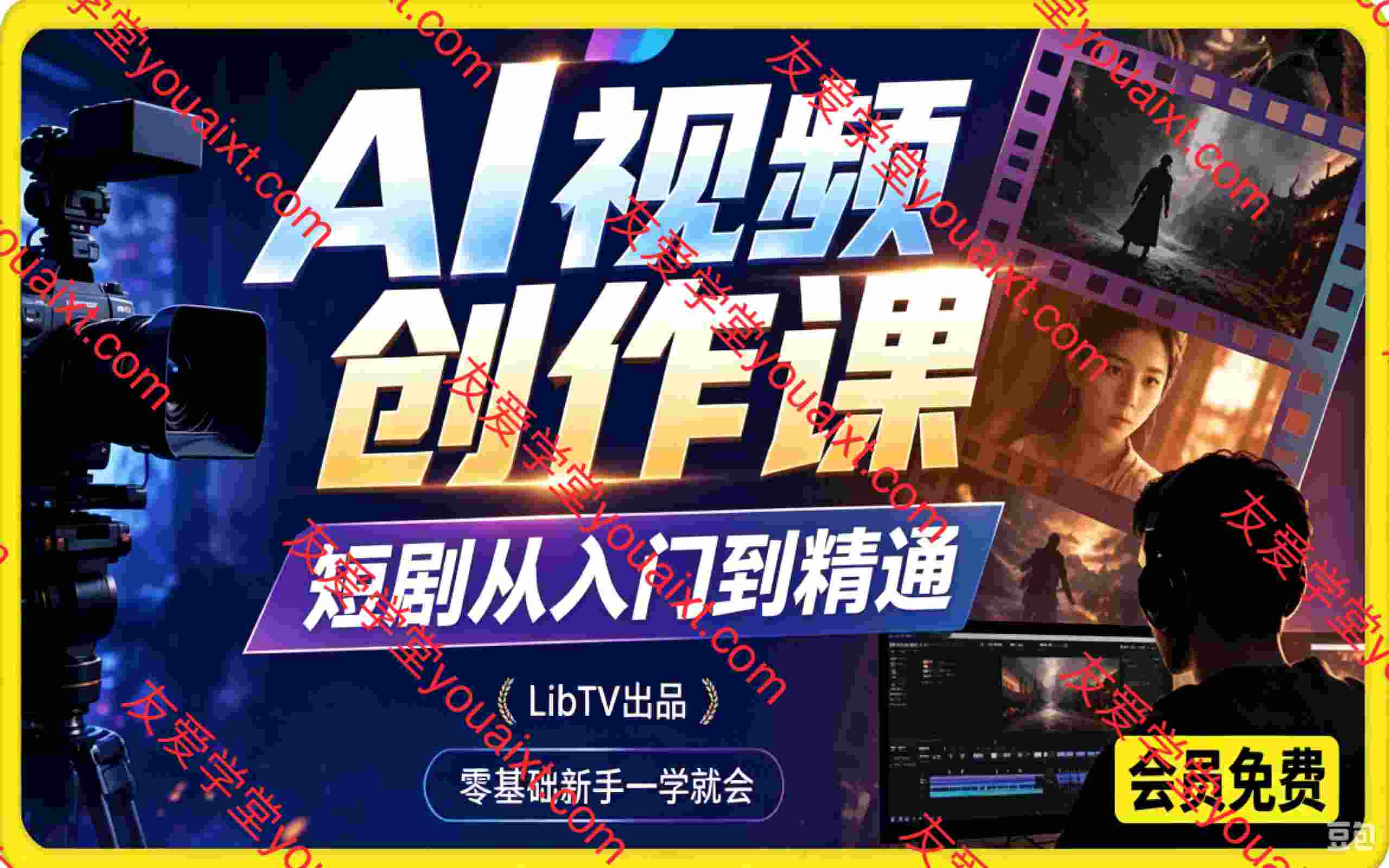 AI 视频创作课，短剧从入门到精通。LibTV 出品。零基础新手一学就会