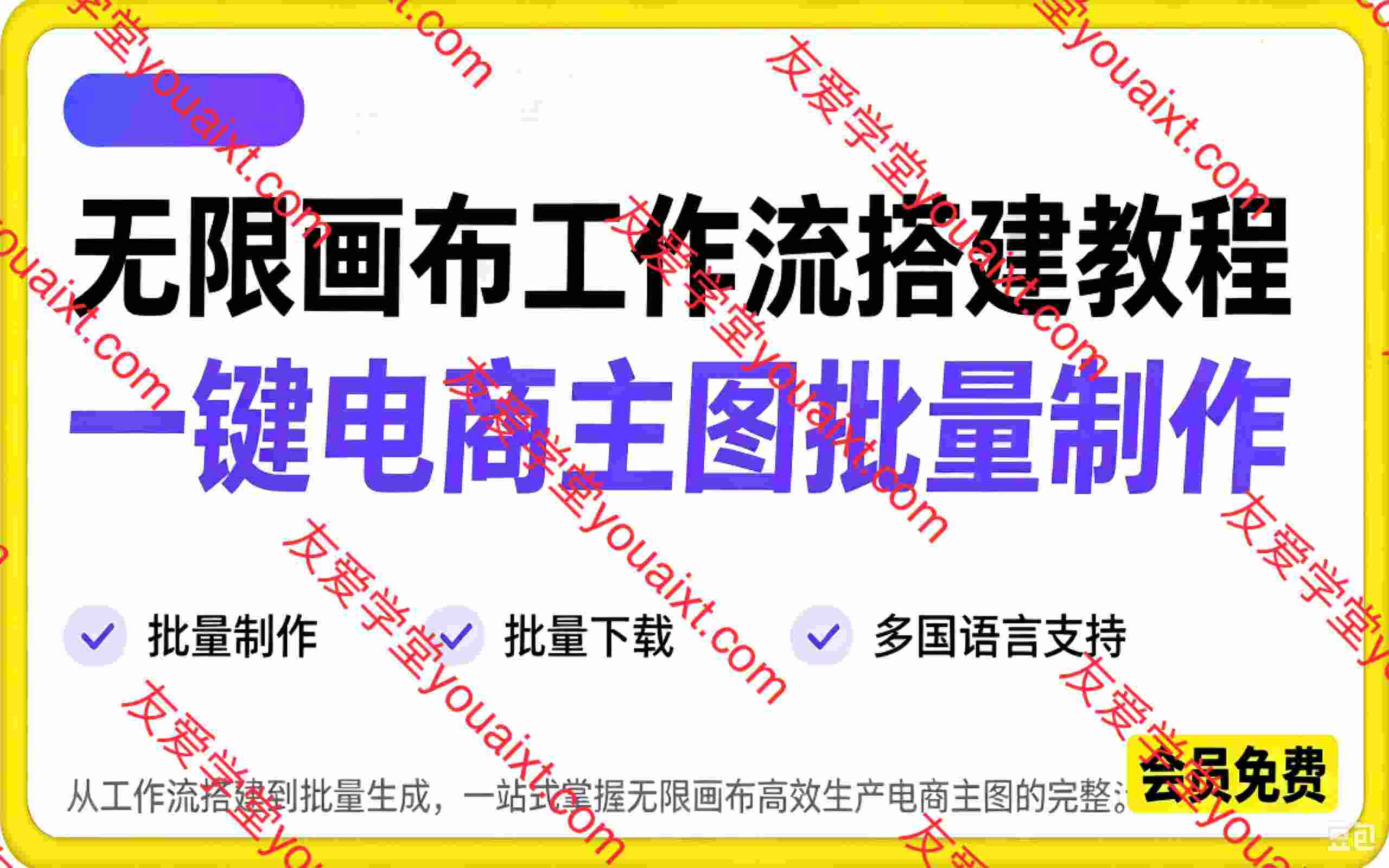 无限画布工作流搭建教程，一键电商主图批量制作，批量下载，支持多国语言