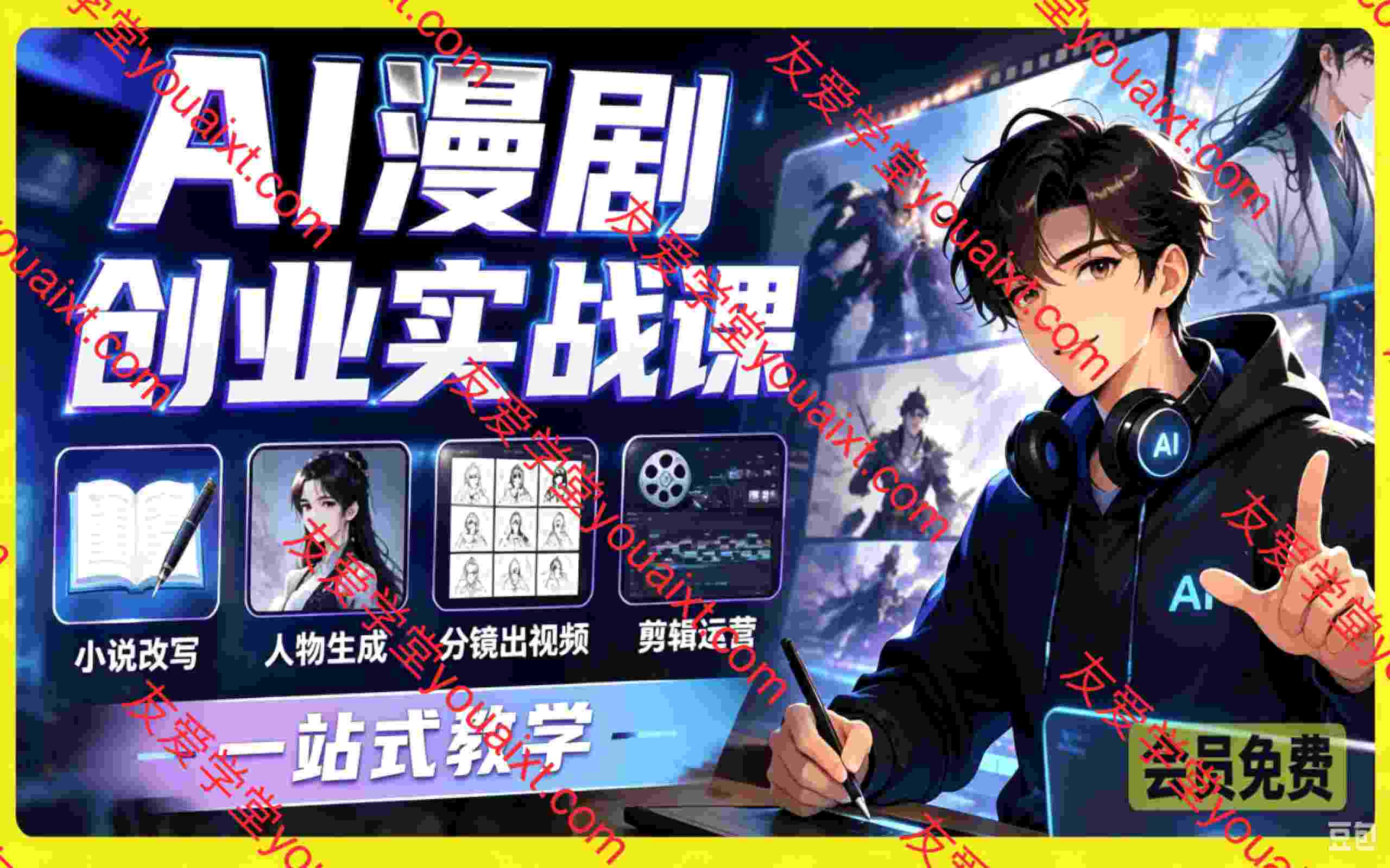 AI漫剧创业实战课,小说改写、人物生成、分镜出视频、剪辑运营一站式教学