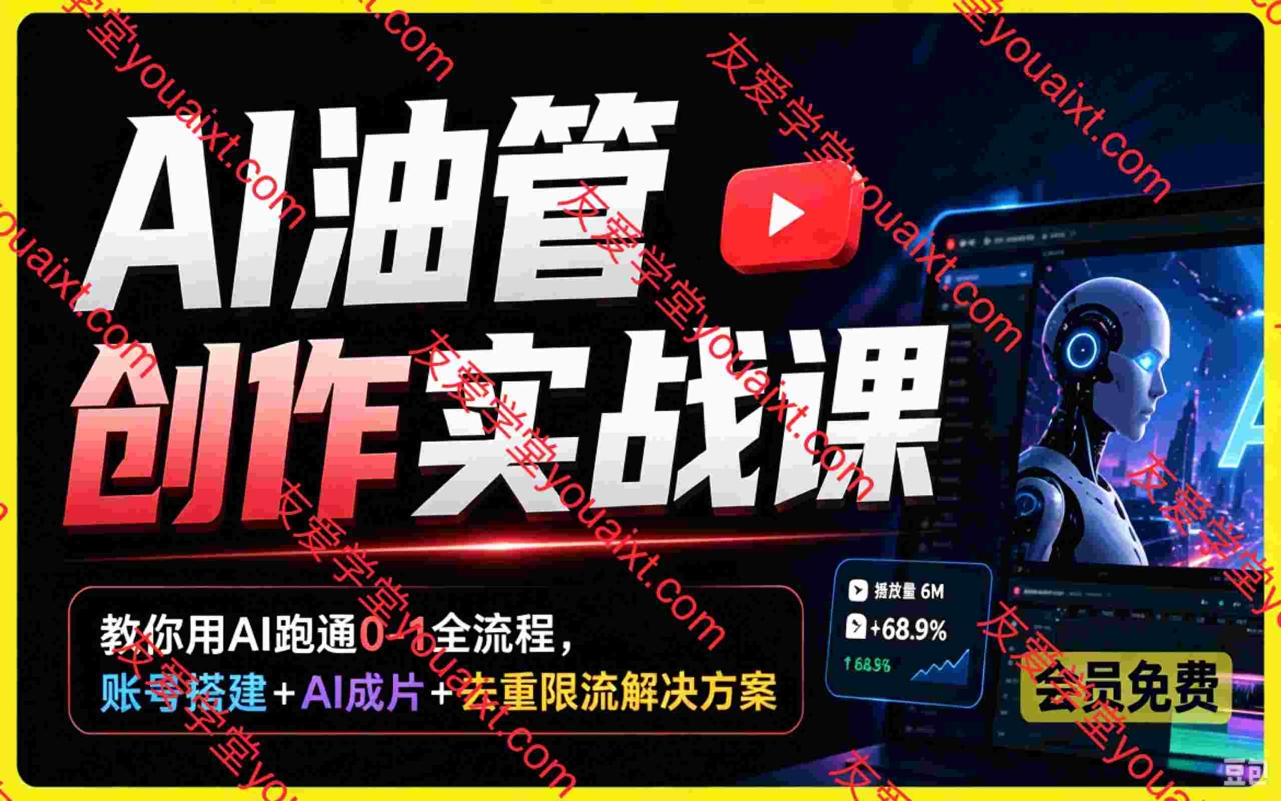 AI油管创作实战课,教你用AI跑通0-1全流程,账号搭建+AI成片+去重限流解决方案