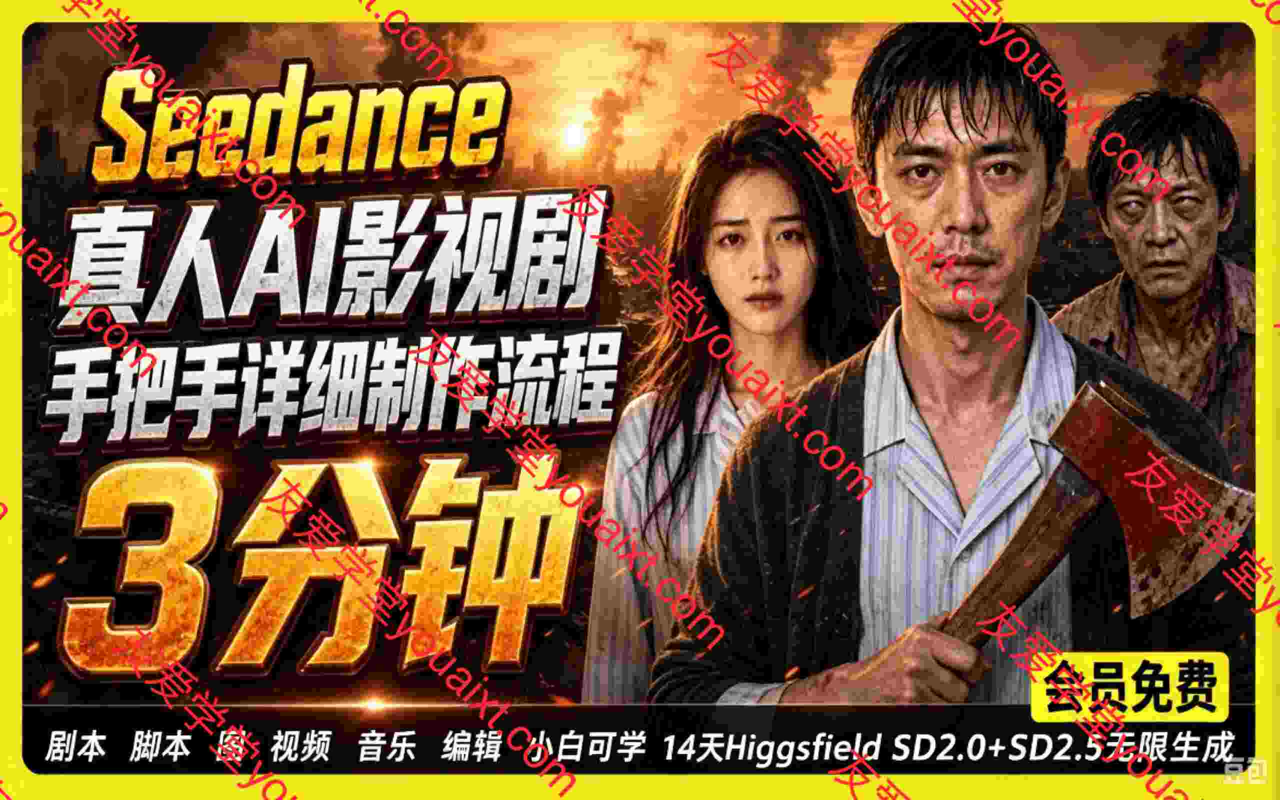 3分钟真人AI影视剧怎么做？SD 2.0手把手完整制作流程｜Higgsfield 14天SD 2.0/2.5无限生成
