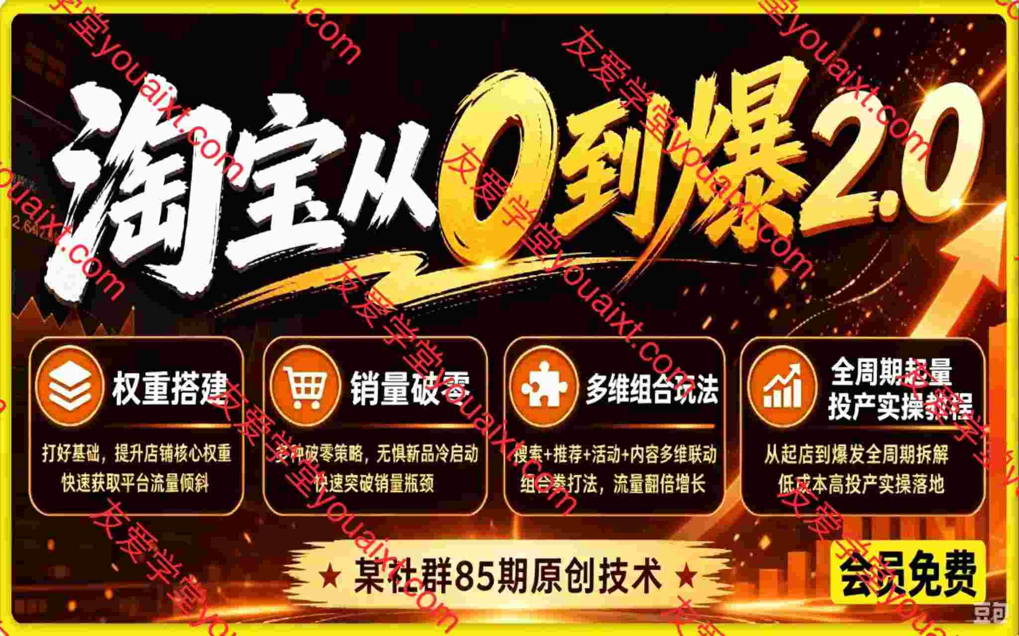 淘宝从0到爆2.0,某社群85期原创技术,权重搭建、销量破零、多维组合玩法、全周期起量投产实操教程