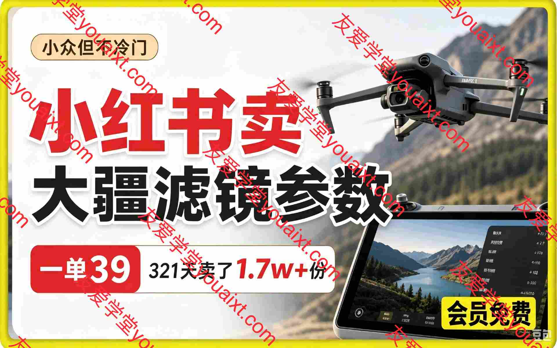 小众但不冷门,小红书卖大疆滤镜参数,一单39,321天卖了1.7w+份,到手66w+